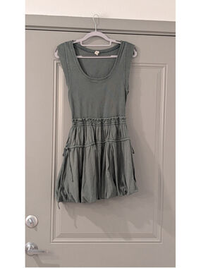 Daily Practice Sage Green Bubble Hem Sleeveless Mini Dress Size Small